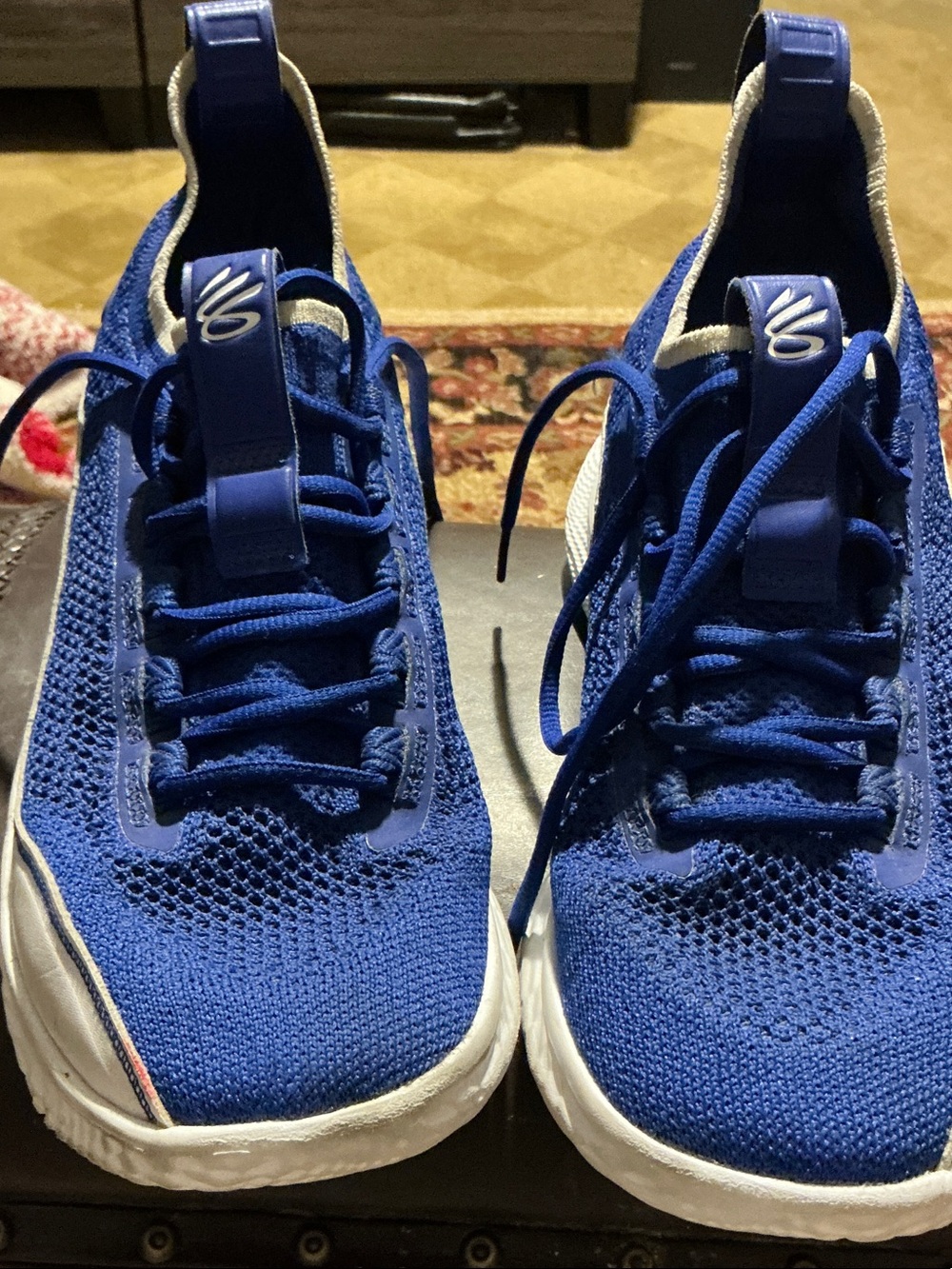 Under Armour Blue and White Steph Curry Athletic Shoes
